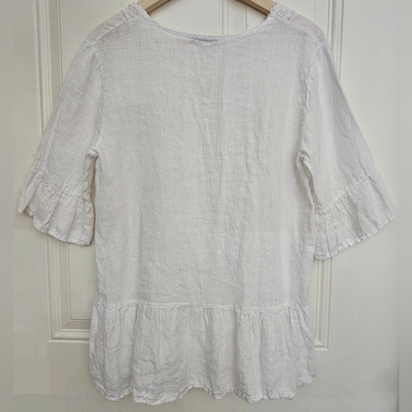 Francesca Bettini made in Italy Linen cotton White Lace tunic blouse top size S - Picture 5 of 9
